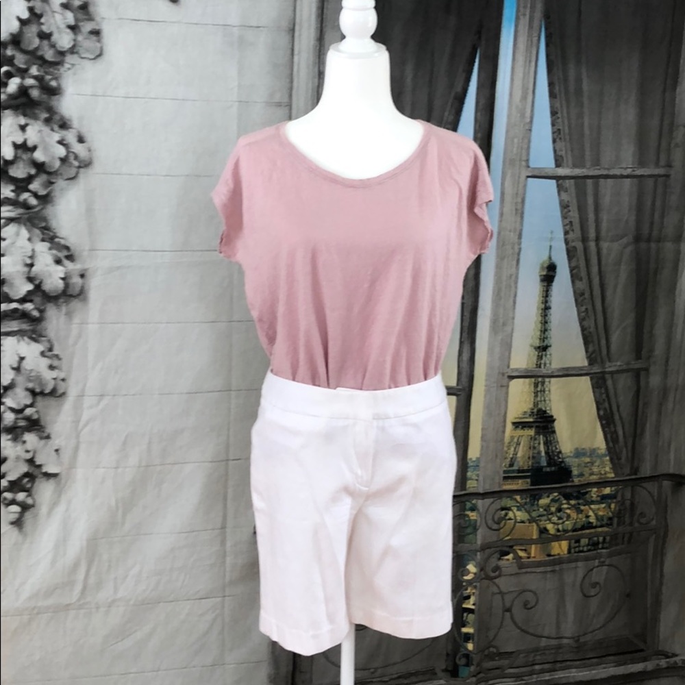 Susan Bristol White Pique Shorts 8” Inseam Size 10